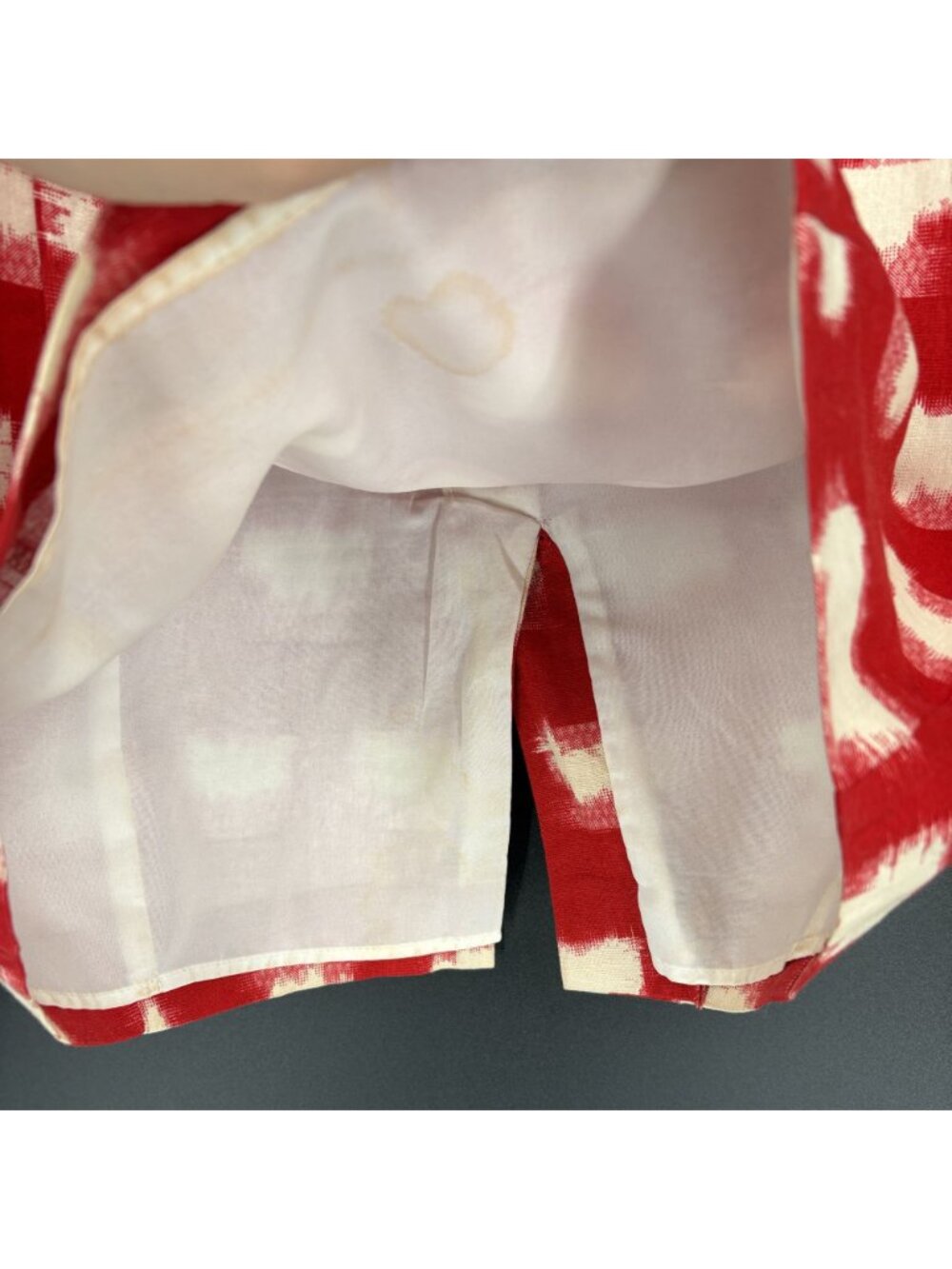Corey Lynn Calter Pencil Skirt Size 8 Red Cream Linen Blend Ikat Print USA - Picture 6 of 9